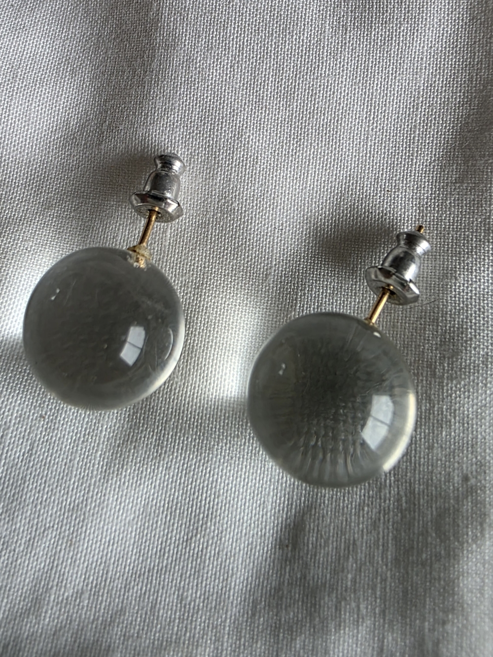 Clear Glass Orb Stud Earrings